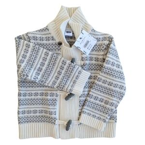 JANIE &JACK Boys Gray & Cream Toggle Cardigan Sweater
